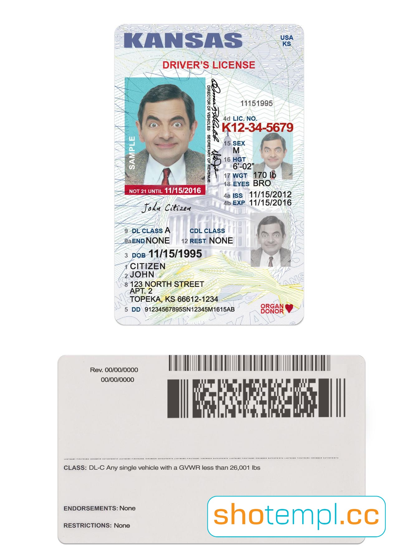 Kansas Driver License PSD Template V2